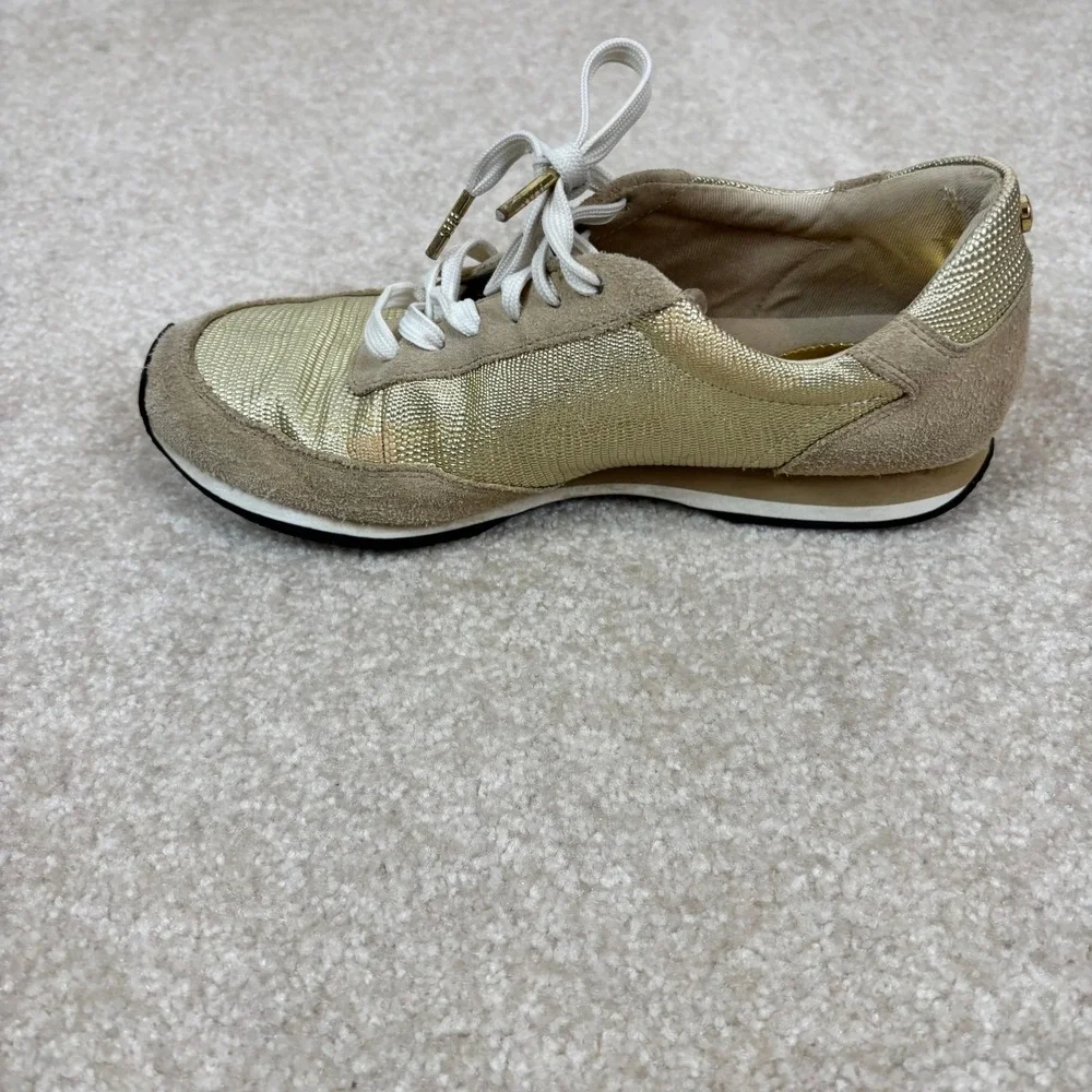 Michael Kors Trainer Gold Metallic Suede Sneakers‎ Womens 6.5M HJ16J